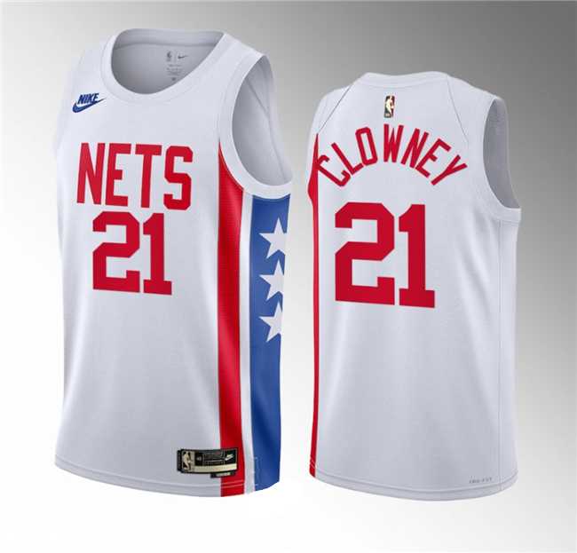 Men%27s Brooklyn Nets #21 Noah Clowney White 2023 Draft Classic Edition Stitched Basketball Jersey->charlotte hornets->NBA Jersey